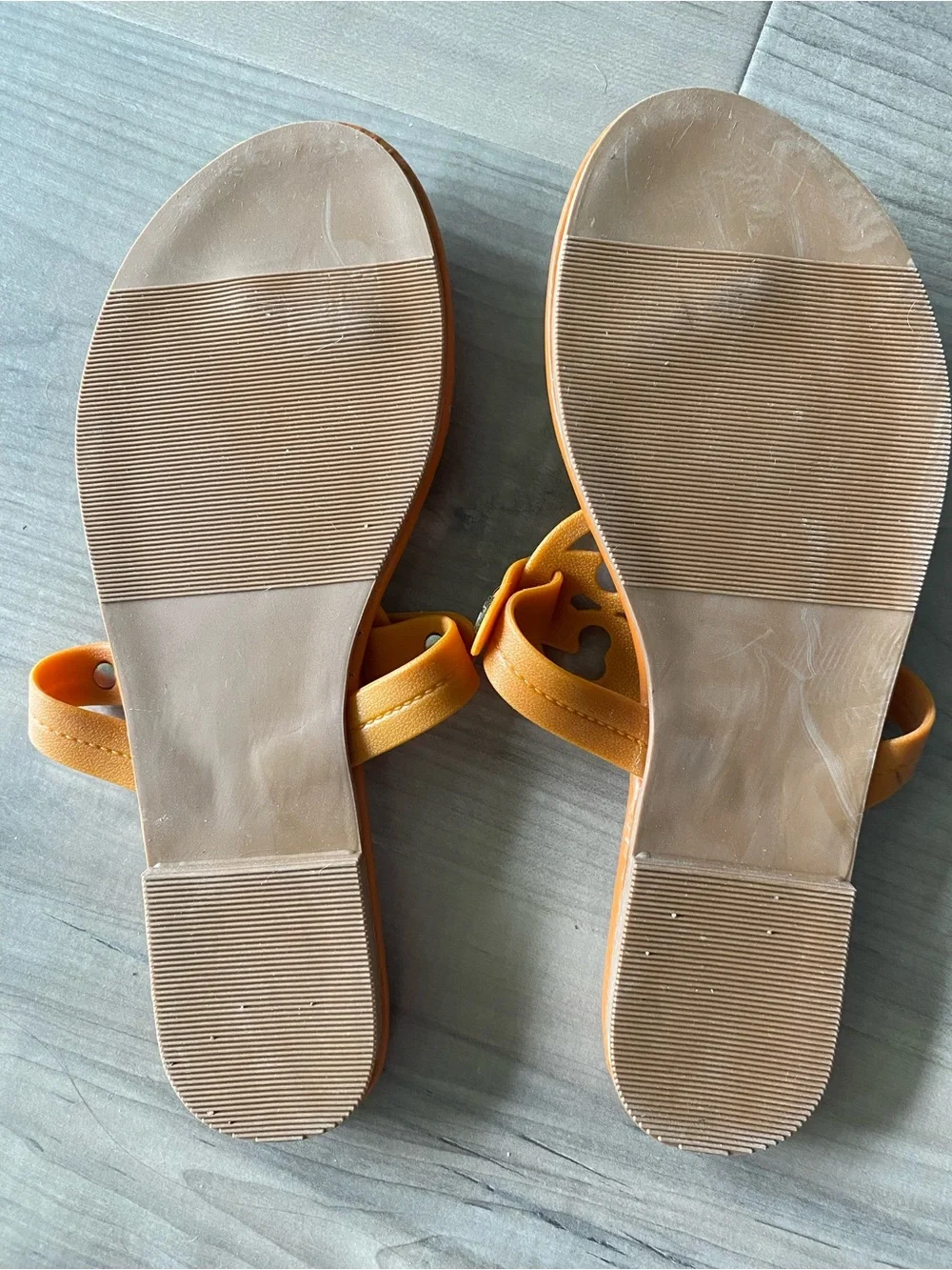 Tory Burch Cognac Jelly Logo Thong Sandals
